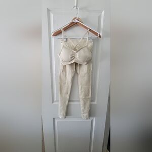 Oner Active Effortless Strappy Bralette And Effortless Seamless Leggings Vanilla